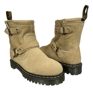 Dr. Martens Women’s US 10 / Men’s US 9 Tan Anistone Harness Suede Biker Boots
